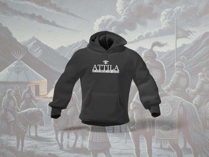 Attila Beyaz Yazılı Unisex Hoodie Sweatshirt