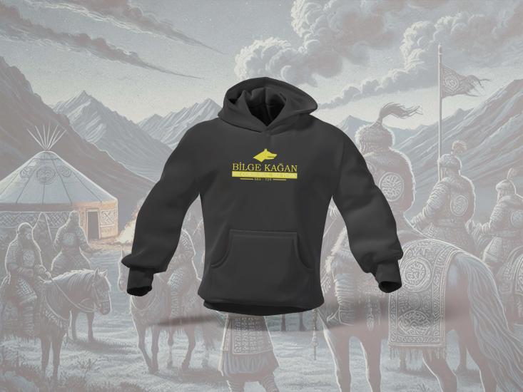 Bilge Kağan Sarı Yazılı Unisex Hoodie Sweatshirt